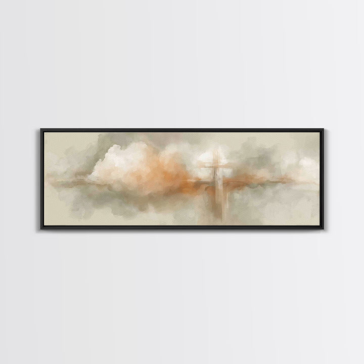 Glory In The Mist – Framed Canvas Print – Christian Wall Art – Christian Painting – Christian Art Canvas – Christmas Art – Panoramic Wall A
