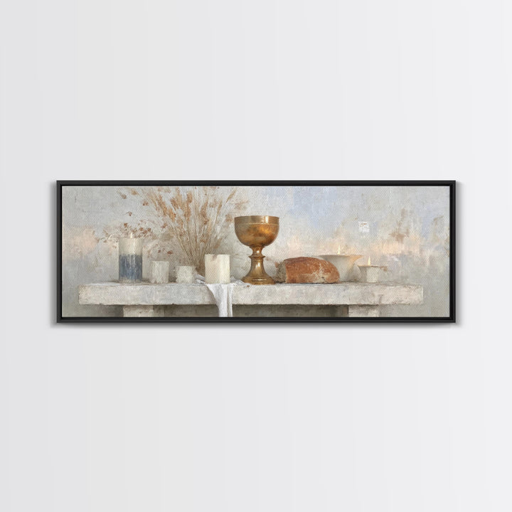 Sacred Communion | Framed Canvas Print | Christian Wall Art | Christian Art Canvas | Christian Painting | Christian Decor | Panoramic Art