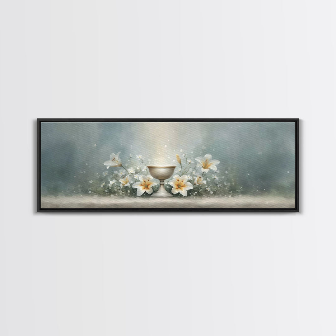 Lily Crown Glory – Framed Canvas Print – Christian Wall Art – Panoramic Wall Art – Christian Christmas Art – Christian Art Canvas