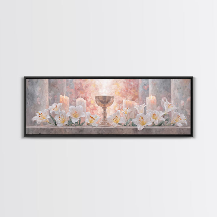Heavenly Chalice Light – Framed Canvas Print – Christian Christmas Art – Christian Art Canvas – Panoramic Art – Christian Wall Art