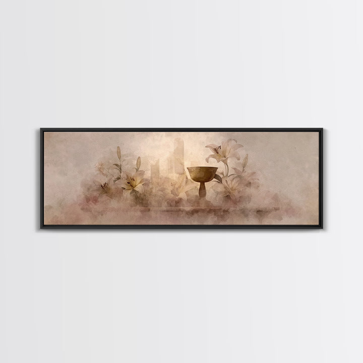 Mist Of Reverence | Framed Canvas Print | Christian Art Canvas | Panoramic Art | Modern Christian Art | Christian Wall Art | Christmas Art