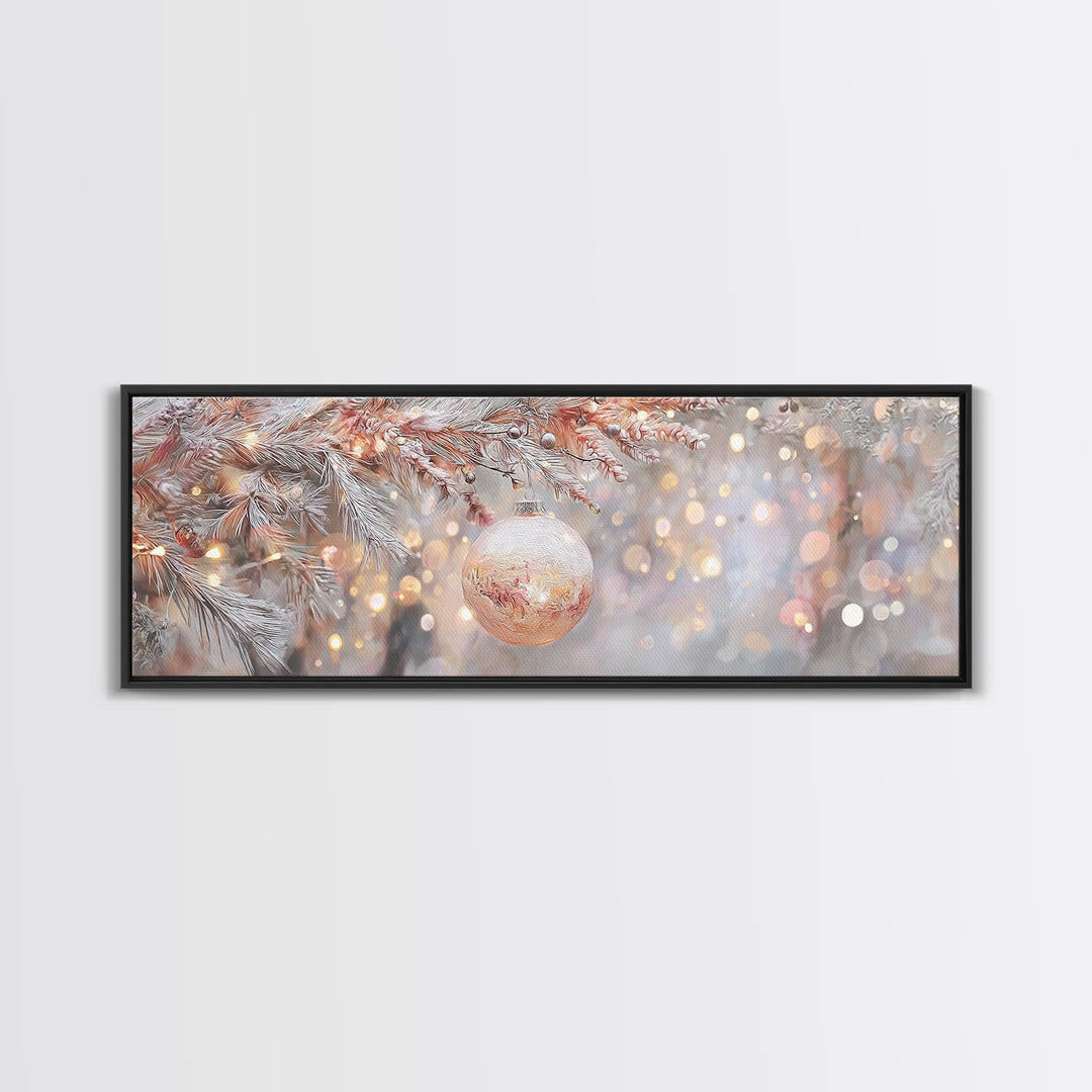 Sacred Snowfall Grace | Framed Canvas Print | Christian Christmas Art | Panoramic Wall Art | Christmas Art Prints | Christian Decor | Vinta