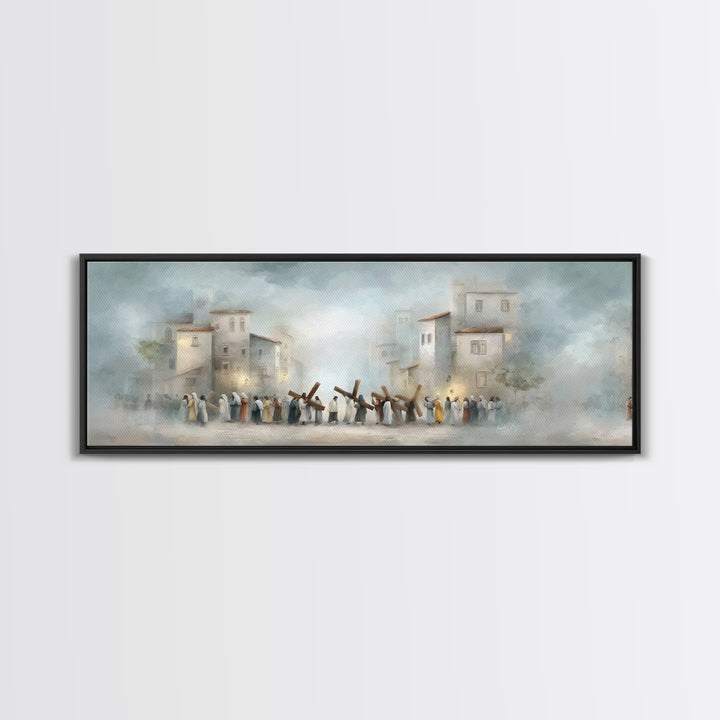 City Of Redemption – Framed Canvas Print – Christian Wall Art – Panoramic Wall Art – Christian Art Canvas – Subtle Christian Art