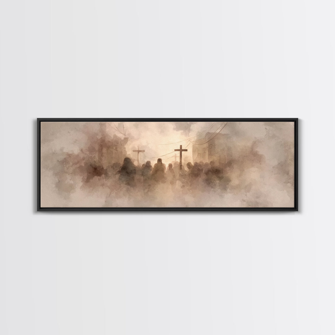 Dust Of Calvary | Framed Canvas Print | Christian Wall Art | Panoramic Art | Moody Christian Art | Christian Art Canvas