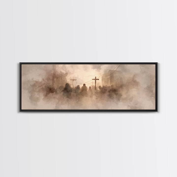 Dust Of Calvary | Framed Canvas Print | Christian Wall Art | Panoramic Art | Moody Christian Art | Christian Art Canvas