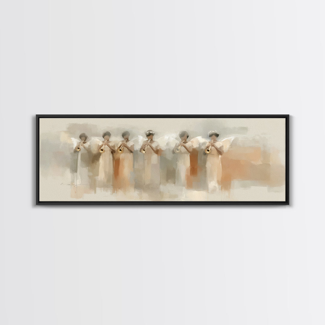 Trumpets Of Glory | Framed Canvas Print | Christian Art Canvas | Panoramic Painting | Christian Wall Art | Large Christian Art