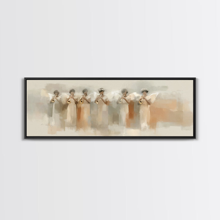 Trumpets Of Glory | Framed Canvas Print | Christian Art Canvas | Panoramic Painting | Christian Wall Art | Large Christian Art