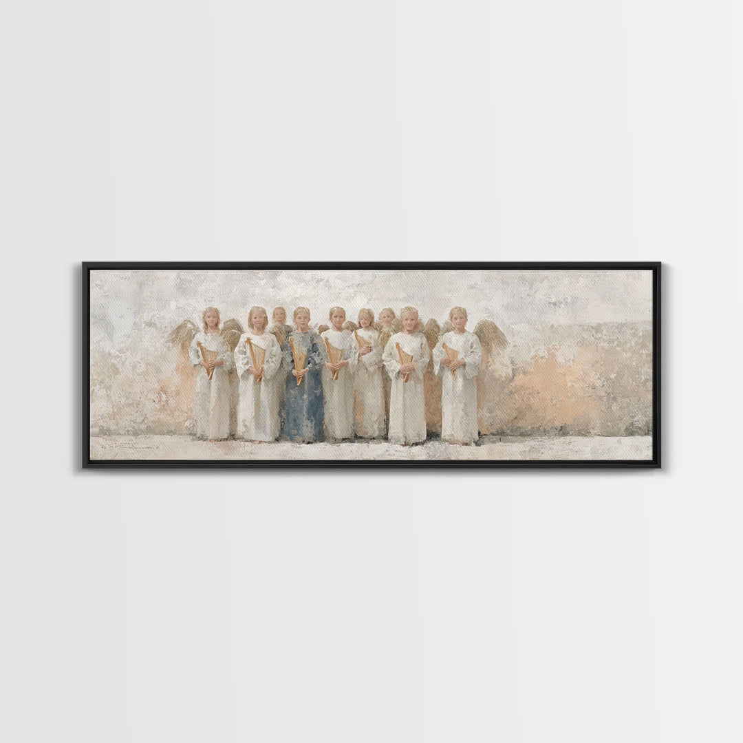 Heaven’s Gentle Choir – Framed Canvas Print – Christian Wall Art – Panoramic Art – Christian Art Canvas – Christmas Art Prints