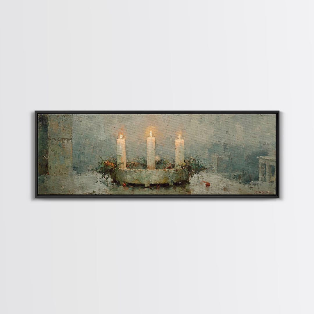 Advent Light | Framed Canvas Print | Panoramic Painting | Christian Wall Art | Christian Art Canvas | Christian Christmas Art