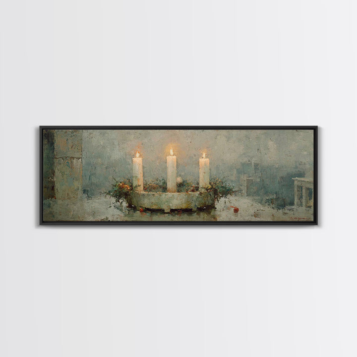Advent Light | Framed Canvas Print | Panoramic Painting | Christian Wall Art | Christian Art Canvas | Christian Christmas Art