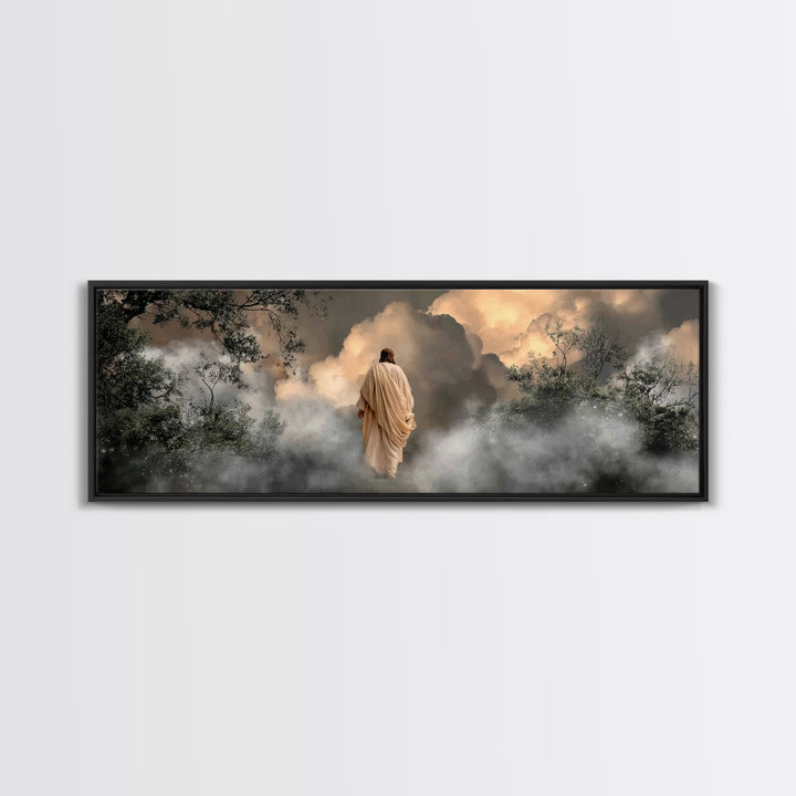 Holy Path Wonder, Framed Canvas Print, Jesus Wall Art, Christian Art Canvas, Modern Christian Art, Panoramic Wall Art, Christian Painting