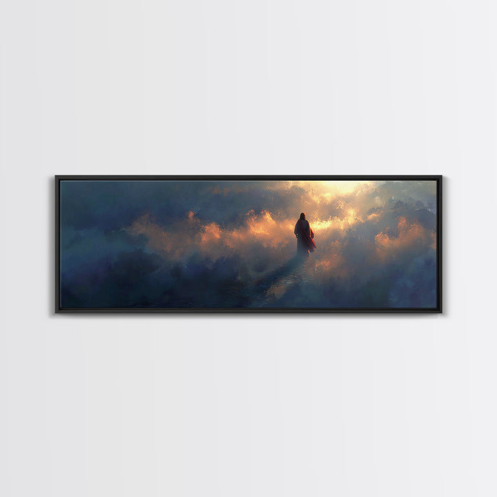 Heavenly Ascent Path | Framed Canvas Print | Jesus Painting | Christian Art Work | Large Christian Painting | Panoramic Print | Christian W
