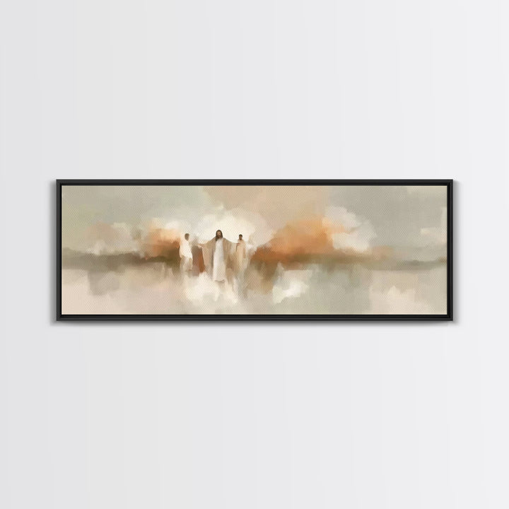Sacred Gathering Light – Framed Canvas Print – Christian Art Canvas – Modern Christian Painting – Panoramic Art – Christian Wall Art – Chri