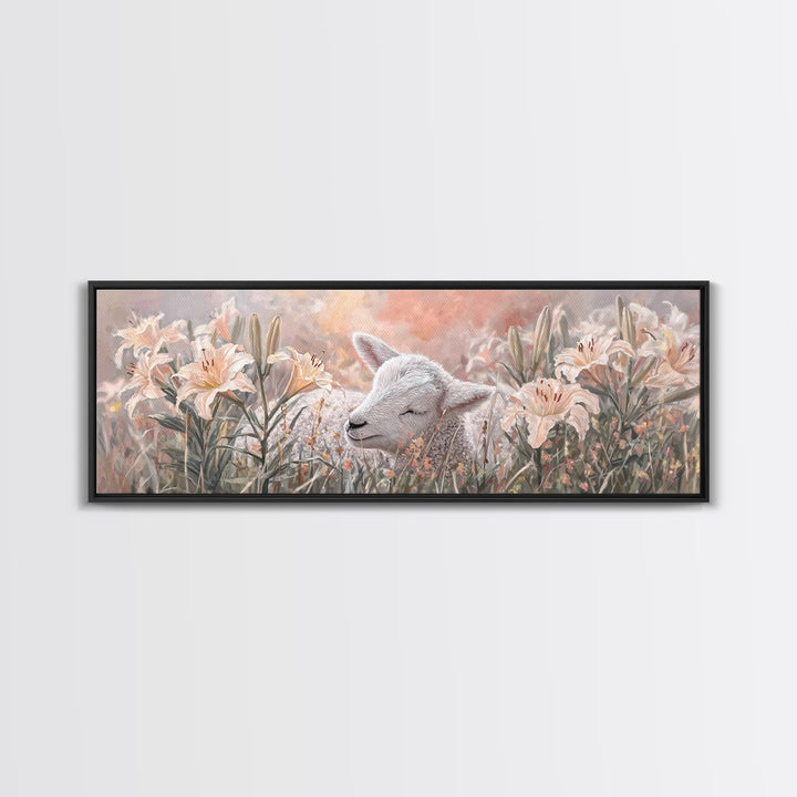 Garden Of Gentle Rest | Framed Canvas Print | Christian Wall Art | Christian Art Canvas | Christian Decor For Home | Panoramic Art | Christ