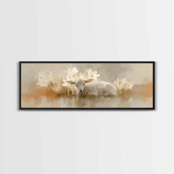 Lily Field Calm – Framed Canvas Print – Christian Art – Subtle Christian Paintings – Christian Art Canvas – Panoramic Print – Christian Wal