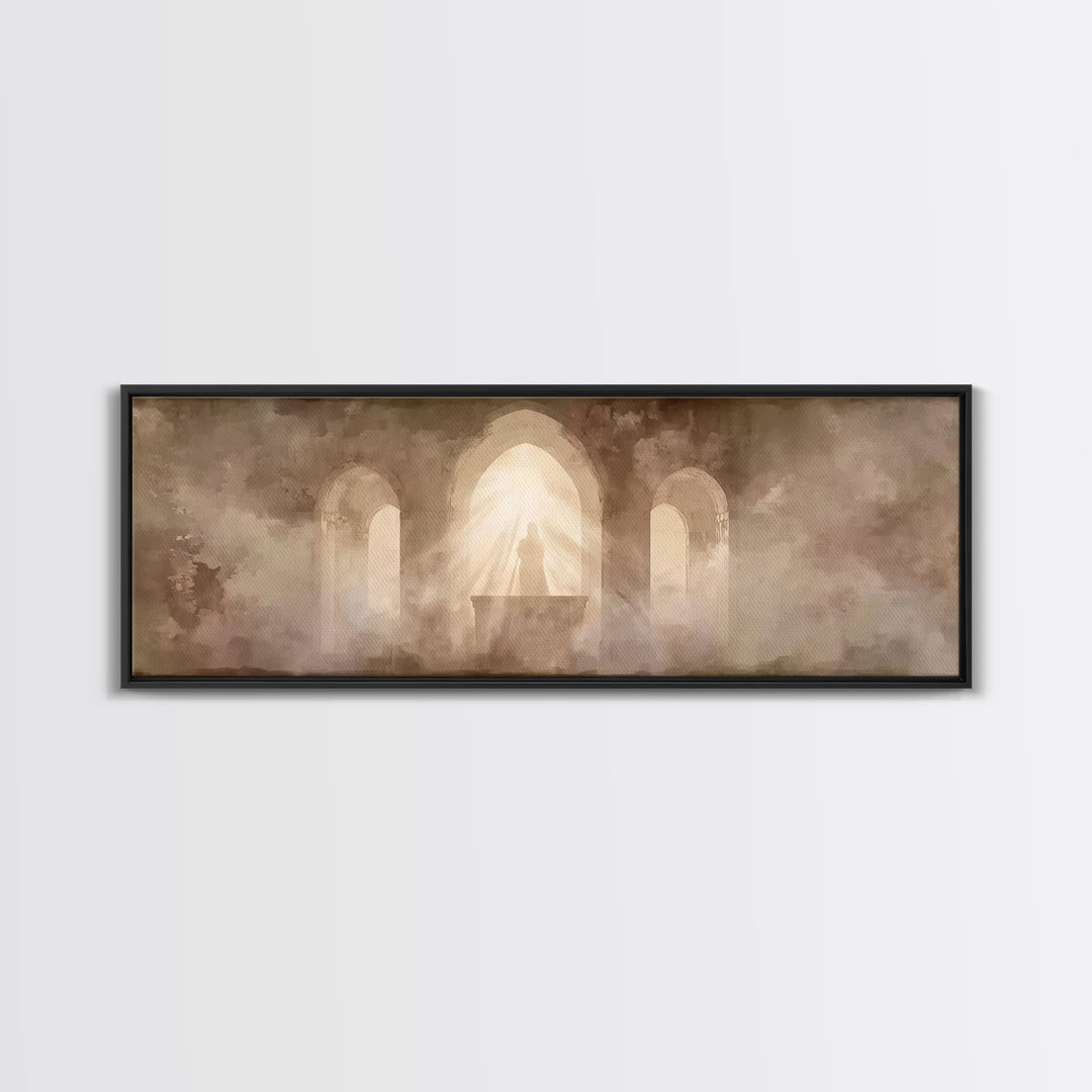 Sanctuary Light | Framed Canvas Print | Christian Wall Art | Christian Art Canvas | Jesus Painting | Panoramic Print | Christian Art