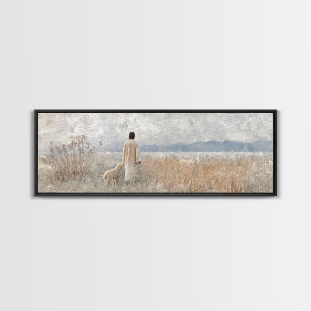 Grace In The Mist, Framed Canvas Print, Panoramic Painting, Christian Art Canvas, Jesus Painting, Christian Art, Christian Wall Art, Christ