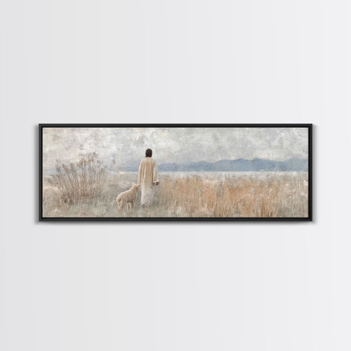 Grace In The Mist, Framed Canvas Print, Panoramic Painting, Christian Art Canvas, Jesus Painting, Christian Art, Christian Wall Art, Christ