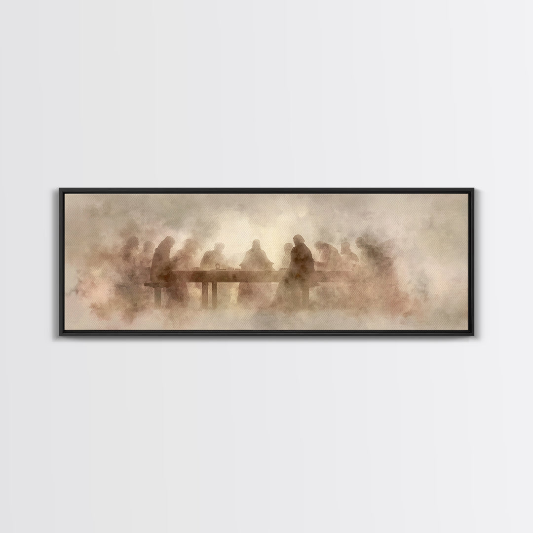 Last Supper Mist | Framed Canvas Print | Christian Art | Panoramic Art | Christian Wall Art | Christmas Art | Jesus Canvas Art