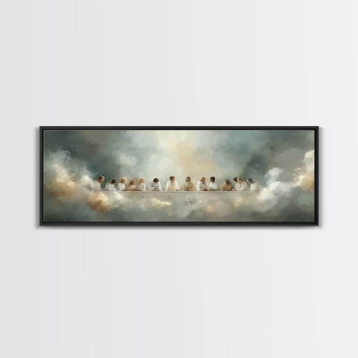 Radiant Fellowship, Framed Canvas Print, Christian Wall Art, Panoramic Wall Art, Christian Art Canvas, Jesus Painting, Christmas Art