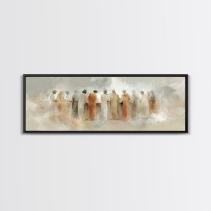 Cloudborne Gathering | Framed Canvas Print | Christian Art | Jesus Wall Art | Panoramic Painting | Christian Christmas Decor | Christian Ar