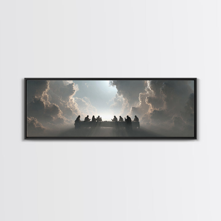 Heaven’s Table, Framed Canvas Print, Christian Art Canvas, Panoramic Print, Jesus Painting, Christian Wall Art, Christmas Art Prints