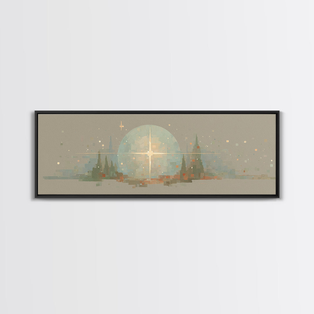 Bethlehem Dawn – Framed Canvas Print – Christian Art Canvas – Panoramic Painting – Christmas Art – Christian Wall Art – Modern Christian Ar