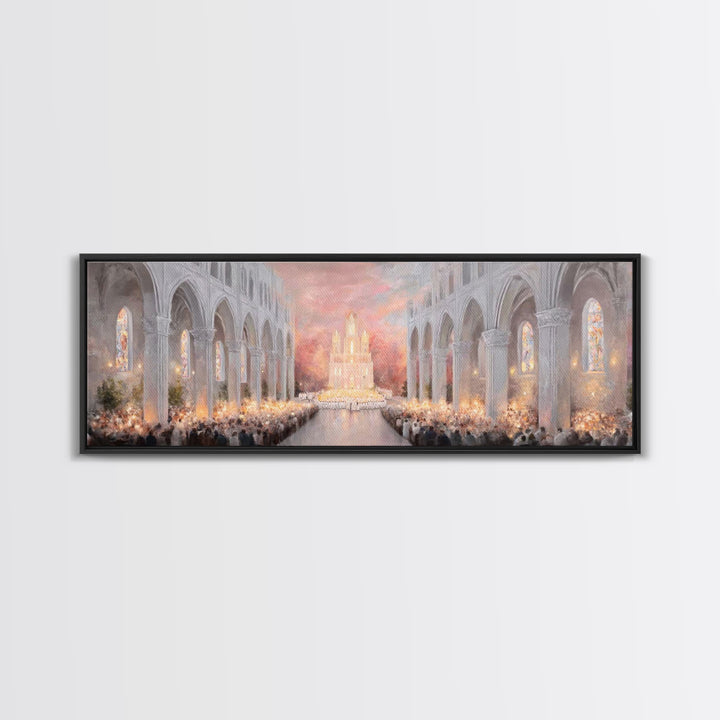 Dawn Of Worship | Framed Canvas Print | Christian Art Canvas | Panoramic Wall Art | Christmas Art Prints | Christian Christmas Art | Modern