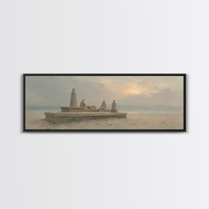 Seaside Offering Dawn | Framed Canvas Print | Christian Art Canvas | Christian Painting | Modern Christian Art | Panoramic Print | Christia