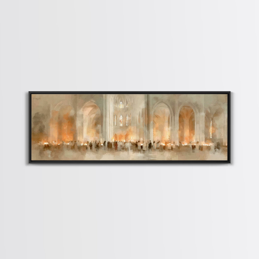 Procession Of Light, Framed Canvas Print, Christian Christmas Art, Panoramic Art, Christian Wall Art, Christmas Canvas Wall Art, Christian