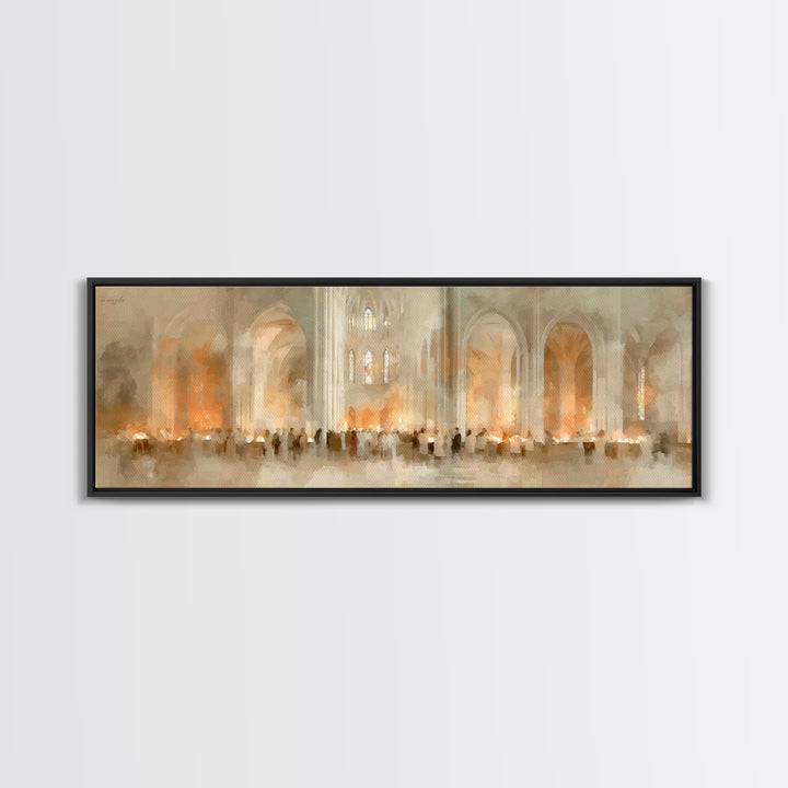 Procession Of Light, Framed Canvas Print, Christian Christmas Art, Panoramic Art, Christian Wall Art, Christmas Canvas Wall Art, Christian