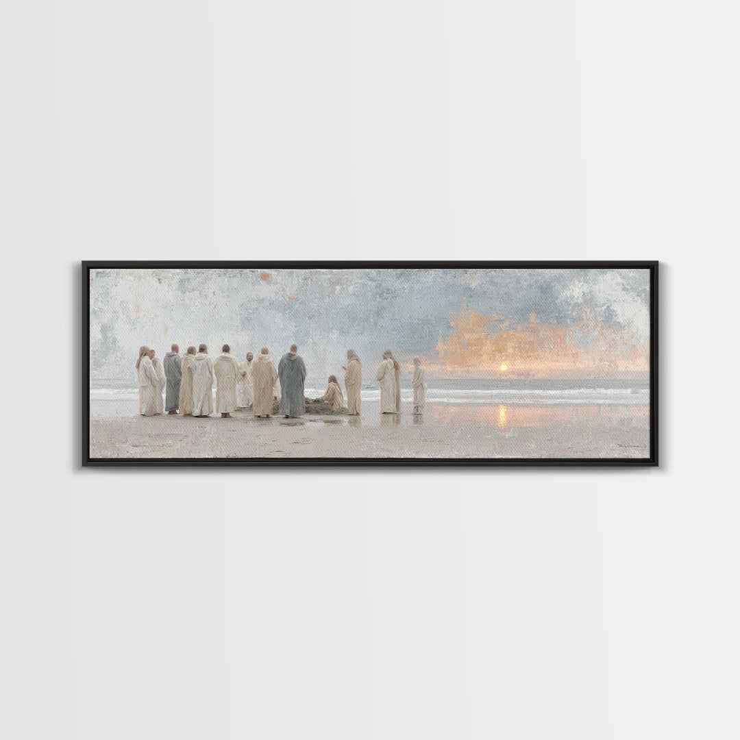 Ocean Circle Witness, Framed Canvas Print, Christian Art Prints, Christian Wall Art, Large Christian Painting, Panoramic Print, Christian C