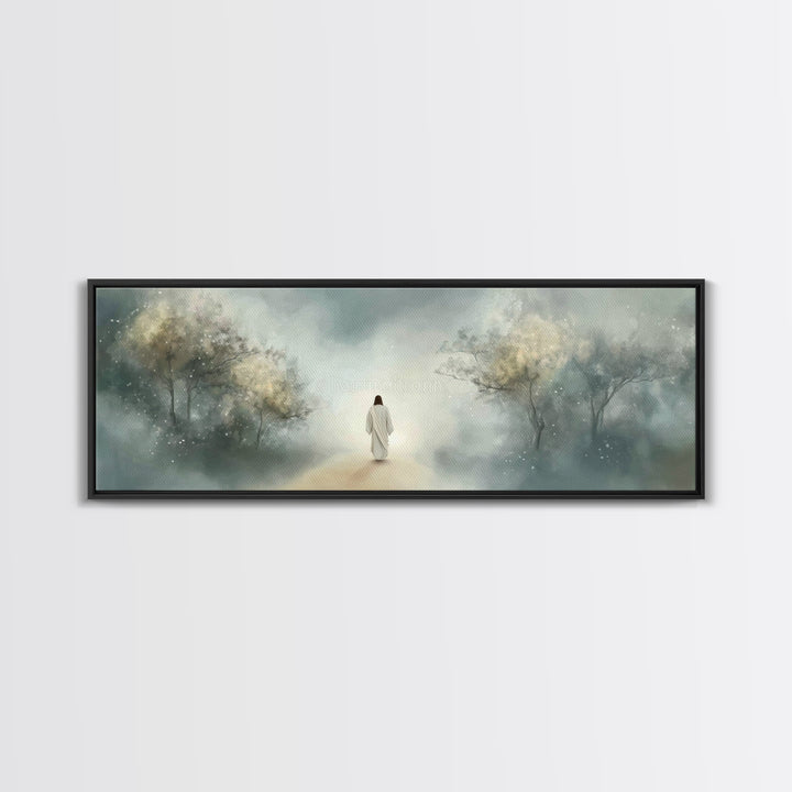 Path Of Gentle Light – Framed Canvas Print – Panoramic Art – Christian Wall Art – Jesus Painting – Christian Art Canvas – Modern Christian
