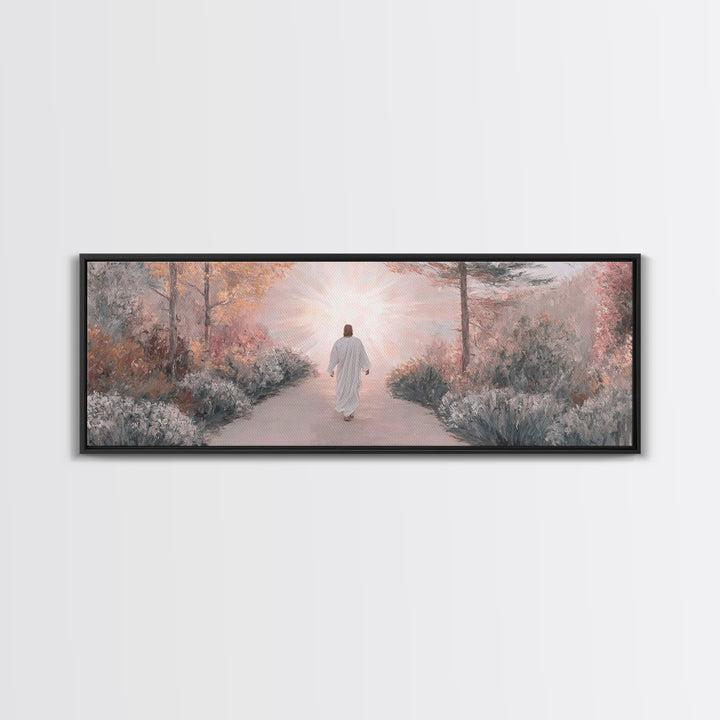 Garden Of His Peace | Framed Canvas Print | Panoramic Wall Art | Christian Art | Jesus Painting | Christian Art Canvas | Subtle Christian A