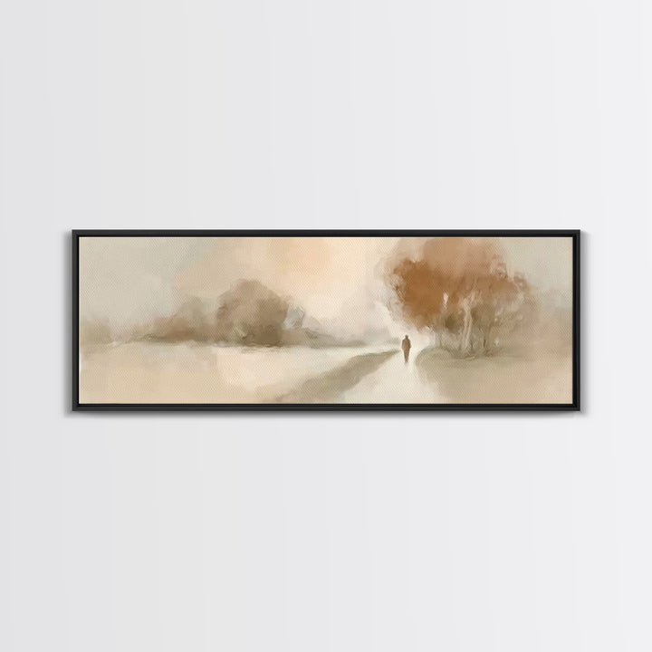 Walk Of Still Grace, Framed Canvas Print, Panoramic Painting, Christian Art Canvas, Jesus Painting, Christian Wall Art, Minimalist Christia