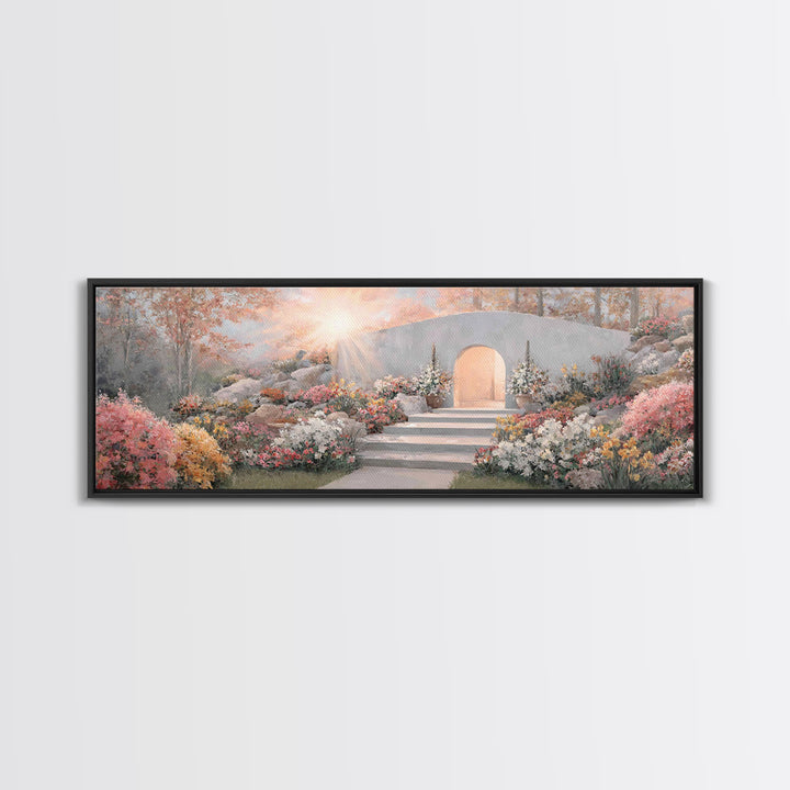 Sacred Forest Journey | Framed Canvas Print | Panoramic Frame | Christian Art | Jesus Painting | Christian Art Canvas | Moody Christian Art