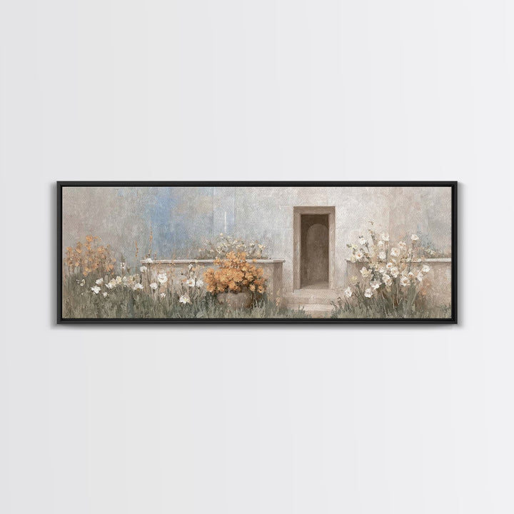 Radiant Stone Refuge – Framed Canvas Print – Christian Christmas Art – Panoramic Art – Christian Art Canvas – Jesus Painting – Christian Wa