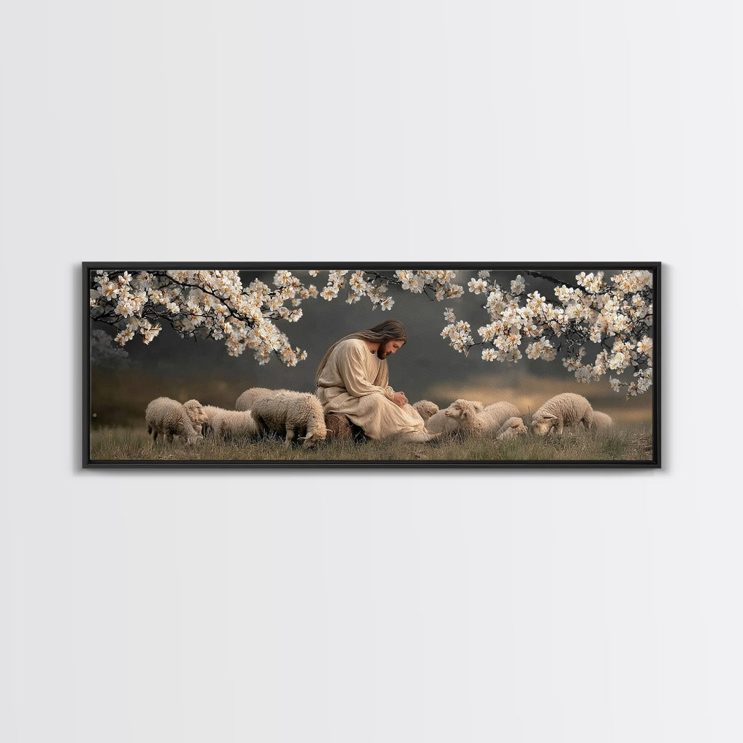 Stillness Of Grace | Framed Canvas Print | Panoramic Frame | Christian Wall Art | Christian Art Canvas | Christian Christmas Art | Jesus Pa