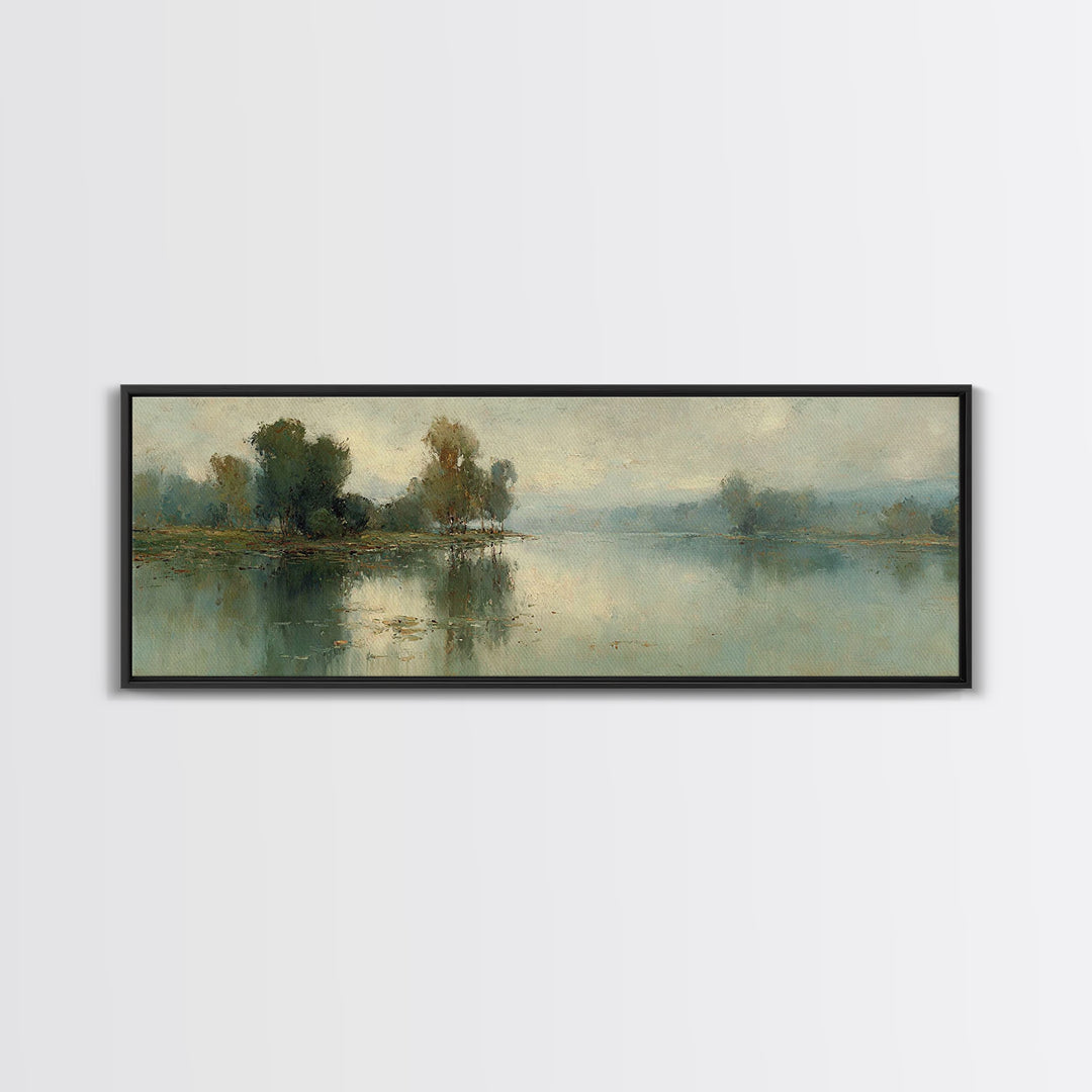 Riverland Peace Horizon | Framed Canvas Print | Christian Art Canvas | Panoramic Wall Art | Christian Painting | Christian Decor | Christma