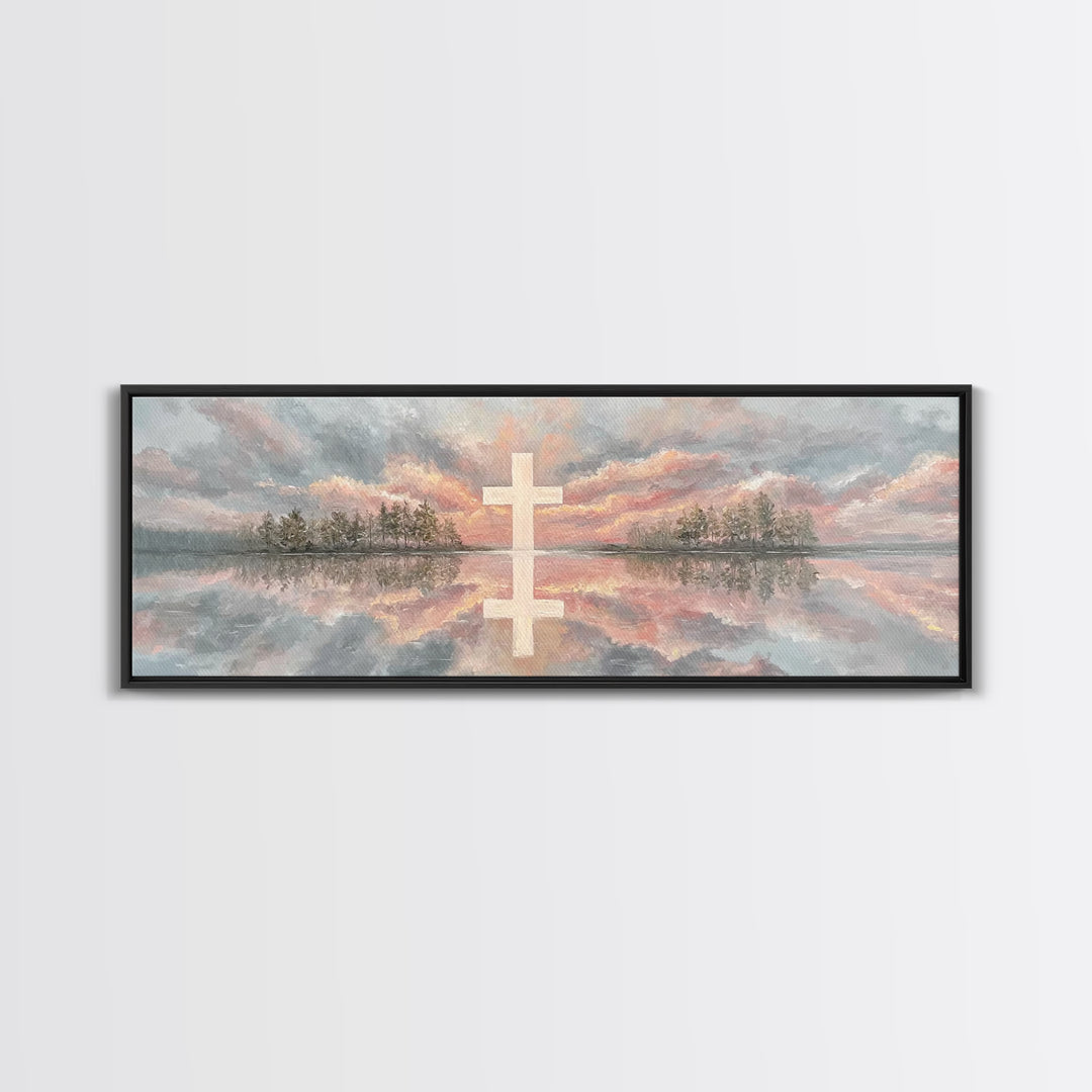 Heavenly Sky Promise – Framed Canvas Print – Christian Art Print – Panoramic Painting – Christian Wall Art – Christian Gift – Christmas Art