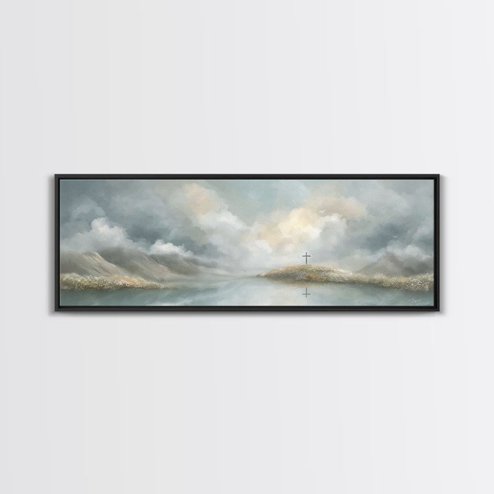 Light Of Redemption, Framed Canvas Print, Christian Painting, Panoramic Wall Art, Christian Art Canvas, Jesus Painting, Christian Decor