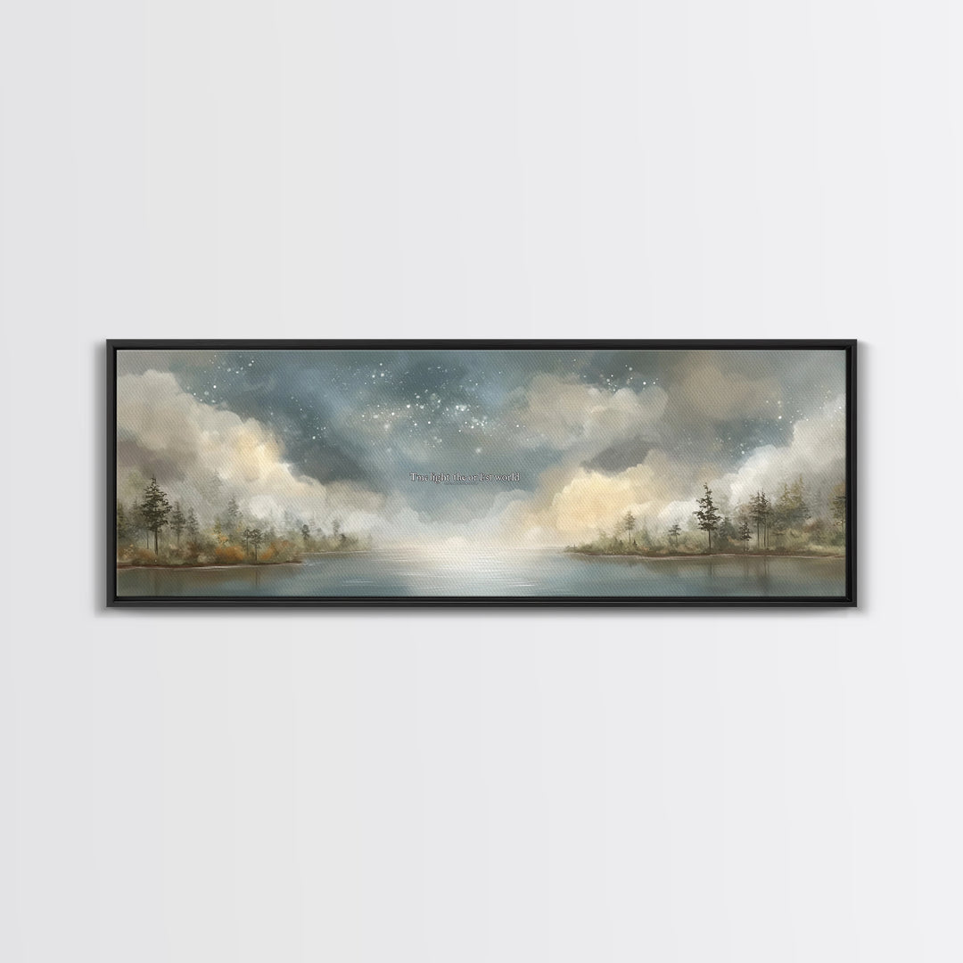 Heaven’s Quiet Light | Framed Canvas Print | Christian Art Work | Panoramic Wall Art | Christian Art Canvas | Christian Decor | Christmas A