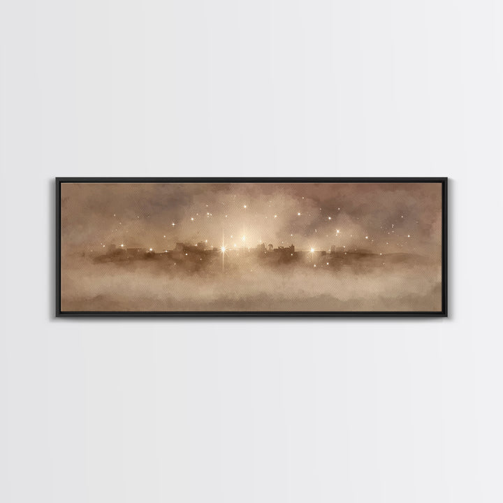 City Of Holy Light – Framed Canvas Print – Christian Art – Panoramic Frame – Christmas Art – Christian Christmas Art – Christian Art Canvas