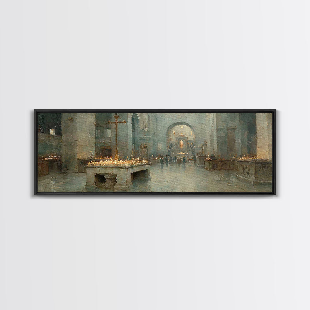 Silent Chapel Peace – Framed Canvas Print – Christian Art Canvas – Panoramic Wall Art – Christmas Art – Christian Wall Art – Christian Gift