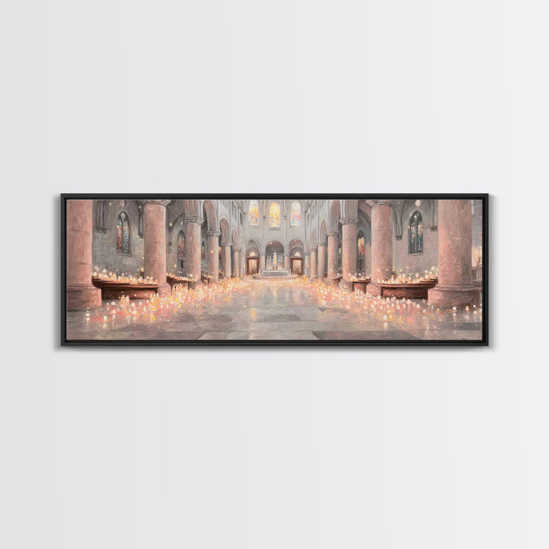 Sacred Night Vigil – Framed Canvas Print – Christian Art Canvas – Panoramic Painting – Christian Wall Art – Christmas Art – Christian Gift