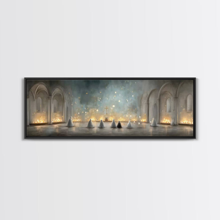 Riverside Shepherd Calm | Framed Canvas Print | Jesus Painting | Christian Wall Art | Panoramic Art | Christian Art Canvas | Christian Gift