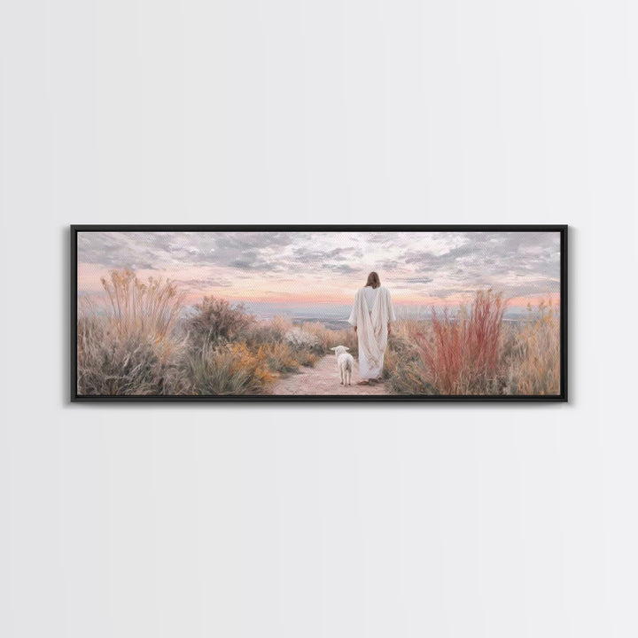 Path Of Peace - Framed Canvas Print - Christian Wall Art - Jesus Art Print - Panoramic Wall Art - Large Christian Painting - Christian Gift