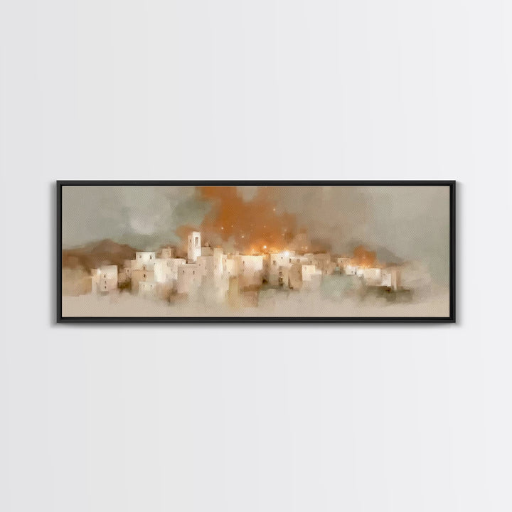 Bethlehem Glow | Framed Canvas Print | Christian Wall Art | Panoramic Art | Christian Art Print | Christmas Art | Unique Christian Art