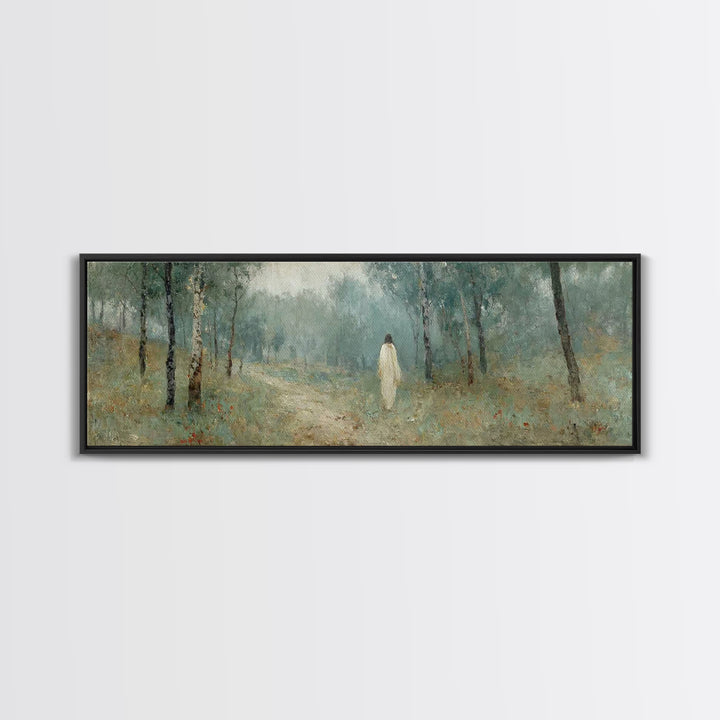Forest Of Glory – Framed Canvas Print – Christian Wall Art – Panoramic Art – Jesus Painting – Christian Art Canvas – Modern Christian Art –