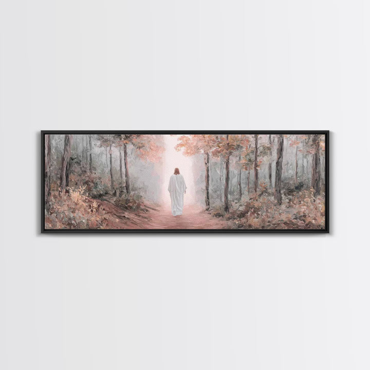 Walk In His Light – Framed Canvas Print – Christian Art Canvas – Panoramic Frame – Christian Wall Art – Christian Art Print – Moody Christi